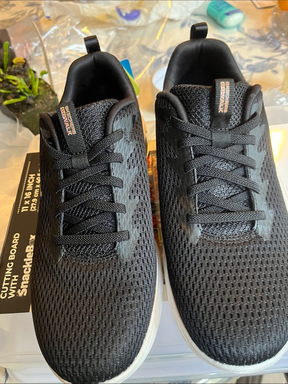 Skechers Black Mesh Athletic Slip-On Sneakers with White Sole